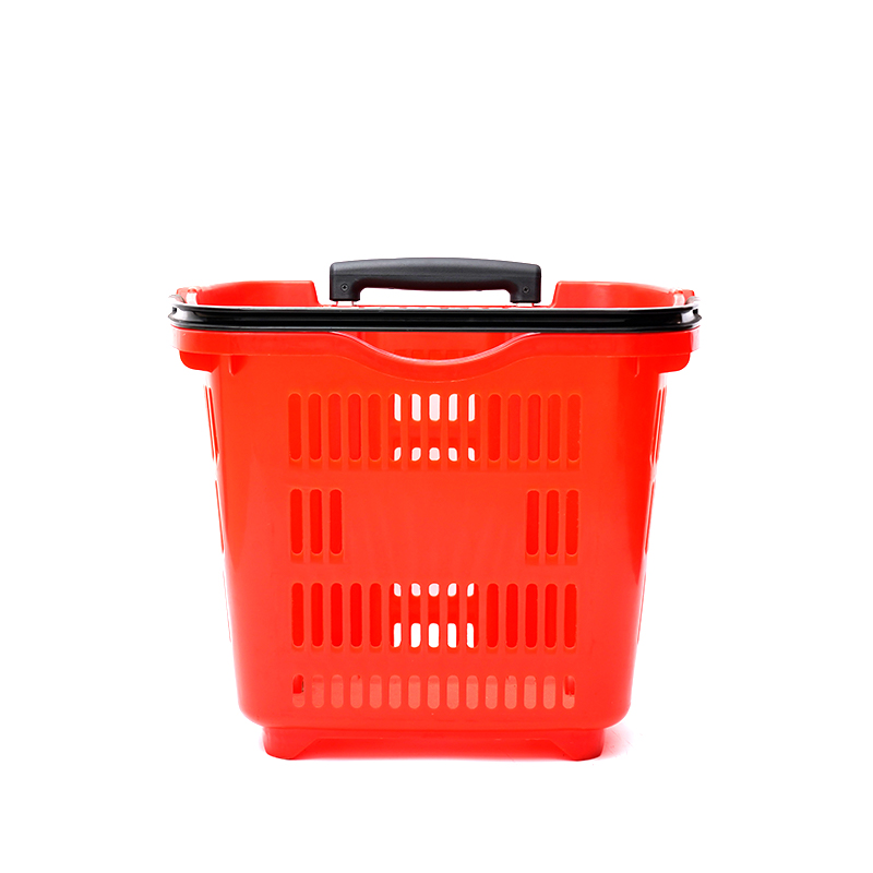 スーパーマーケットの環境に優しいプラスチック製のトロリーの買い物かご