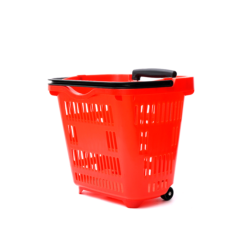 スーパーマーケットの環境に優しいプラスチック製のトロリーの買い物かご